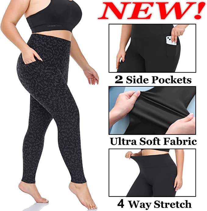 1 Pack Black Plus Size Leggings with Pockets for Women – ACTINPUT