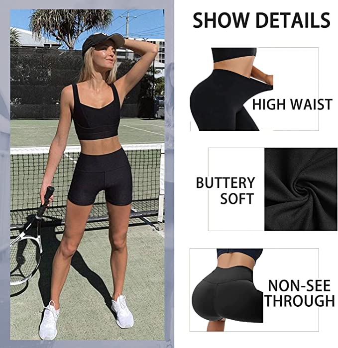 HeyNuts High Waisted Biker Shorts for Women | Buttery Soft Compression Yoga  Shorts
