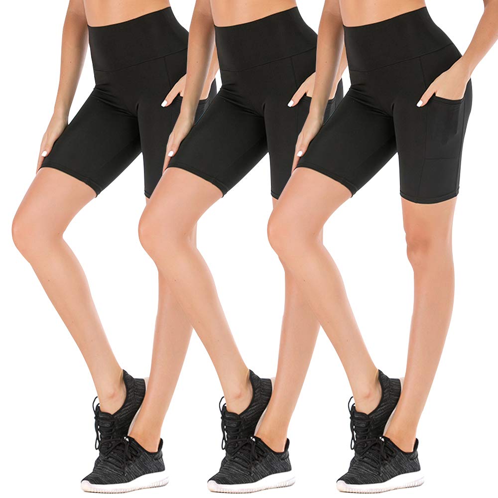 2 Pack High Waist Yoga Running Compression Biker Shorts for Workouts  Exercise with 3 Pockets - ShopperBoard